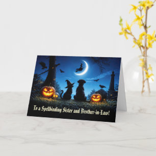 Cartão Irmã e Cunhado Feliz Halloween Cachorro Fofo