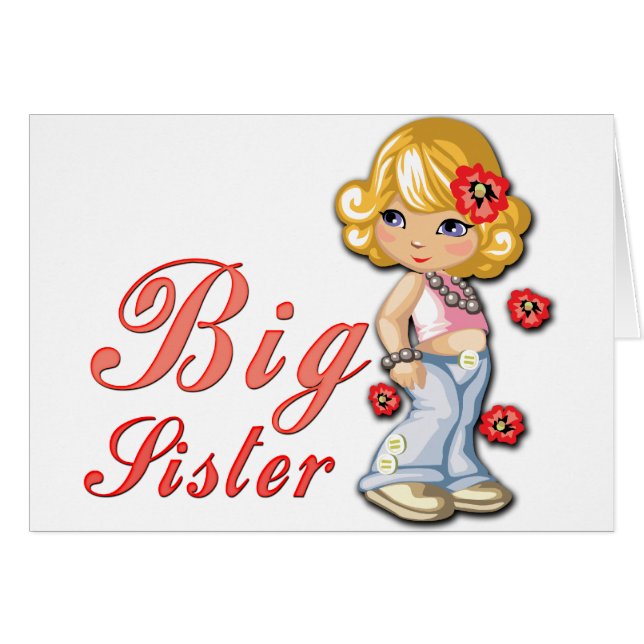 Cartão Irmã e Flores Grandes (Frente Horizontal)