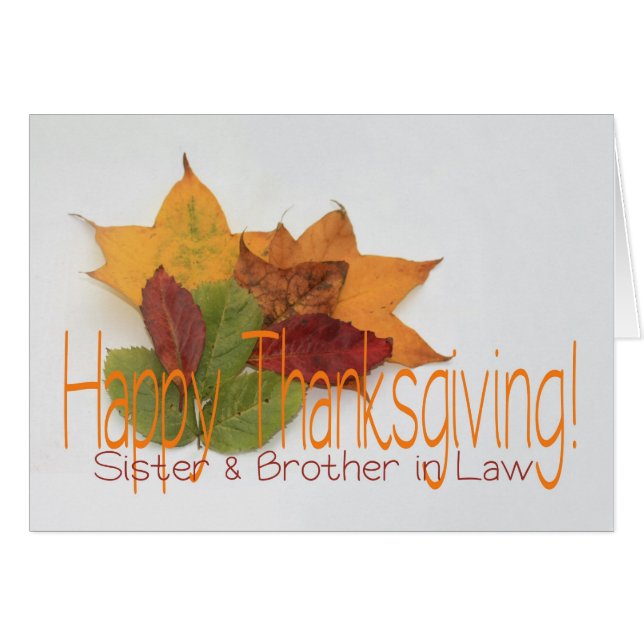 Cartão Irmã e Irmão na folhagem de Ação de Graças (Frente Horizontal)