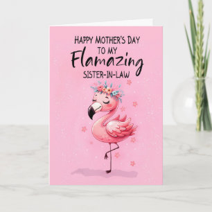 Cartão Irmã em Dia de as mães de Direito com Flamingo Fab