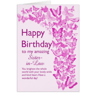Cartão Irmã em Lei Borboletas de Aniversário