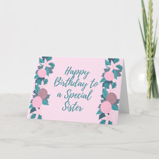 Cartão Irmã Especial de Quadro Floral (Frente)