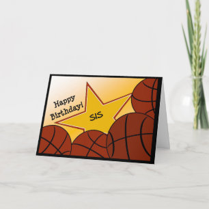 Cartão Irmã - Feliz Amo Sis de Basquete de Amo de Anivers