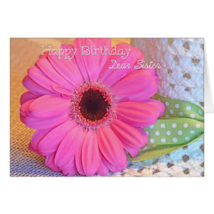 Cartão Irmã Feliz Aniversário Pink Daisy Card