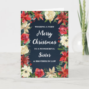 Cartão Irmã Floral e Irmão em Direito Feliz Natal