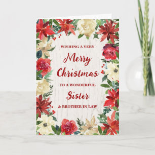 Cartão Irmã Floral e Irmão em Direito Feliz Natal