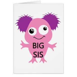 Cartão Irmã Grande Rosa Monstro
