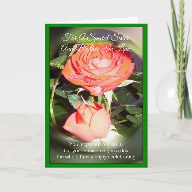 Cartão Irmã Rosa E Marido Aniversário Personalizado (Frente)