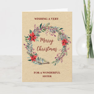 Cartão Irmã Rustic Wreath Feliz Natal