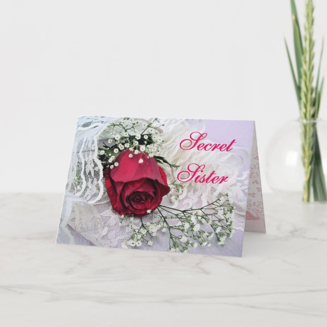 Cartão Irmã Secreta-Rosa & Renda-qualquer ocasião (Frente)