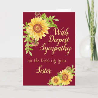 Cartão Irmã Simpatia Floral Sunflower Burgundy