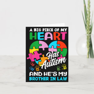Cartão Irmão do Coração Cunhado Conscientização do Autism
