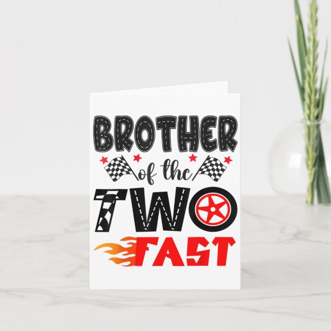 Cartão Irmão Do Dois Rapazes Da Corrida De segundo aniver (Frente)