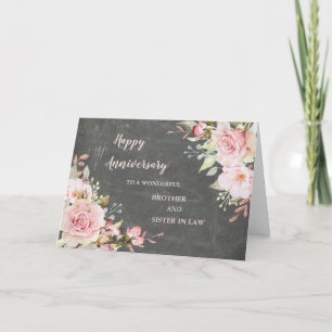 Cartão Irmão e Irmã Floral no Aniversário de Casamento de