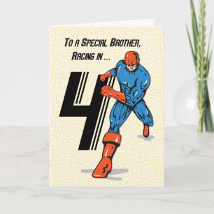 Cartão Irmão Especial Aniversário de 4 anos Super-herói