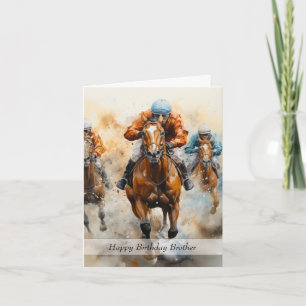 Cartão Irmão Horse Racing Birthday