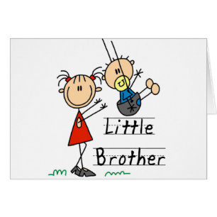 Cartão Irmão mais novo com camiseta da irmã mais velha