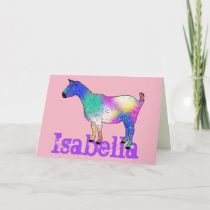 Cartão Isabella Add Name Colourful Goat Funky Animal Art