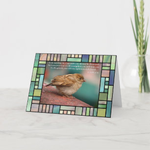 Cartão Isaiah 41:10 Bible Verse With Bird Stained Glass