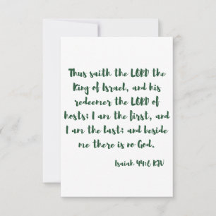 Cartão Isaiah 44:6 KJV Bíblia Verse Flat Greeting Card