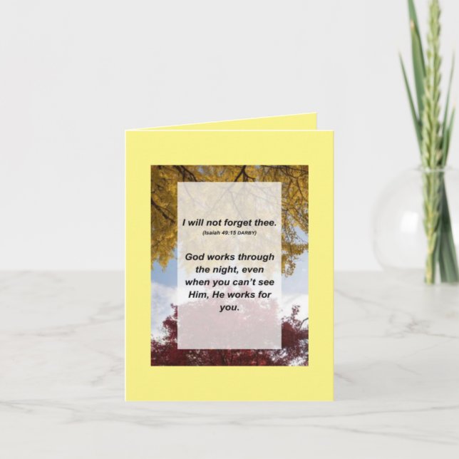 Cartão Isaiah 49:15 Não vou esquecer de ti (Frente)