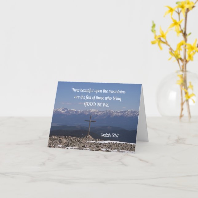 Cartão Isaiah 52:7 Como as montanhas são bonitas (Flor Amarela)