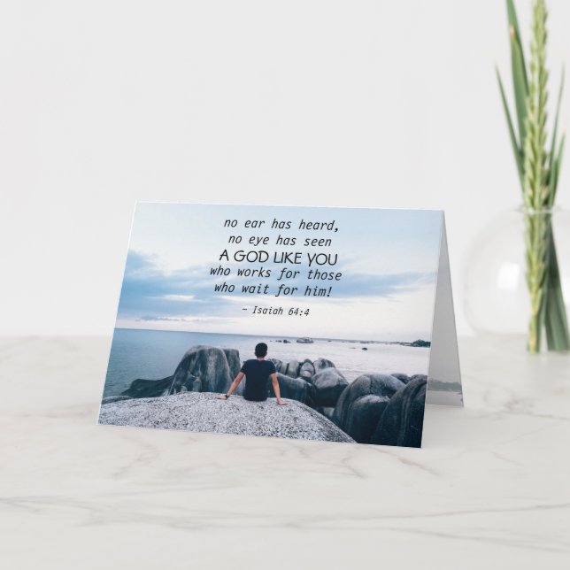 Cartão Isaiah 64:4 não ouviu nenhum ouvido, Bíblia Verse (Frente)