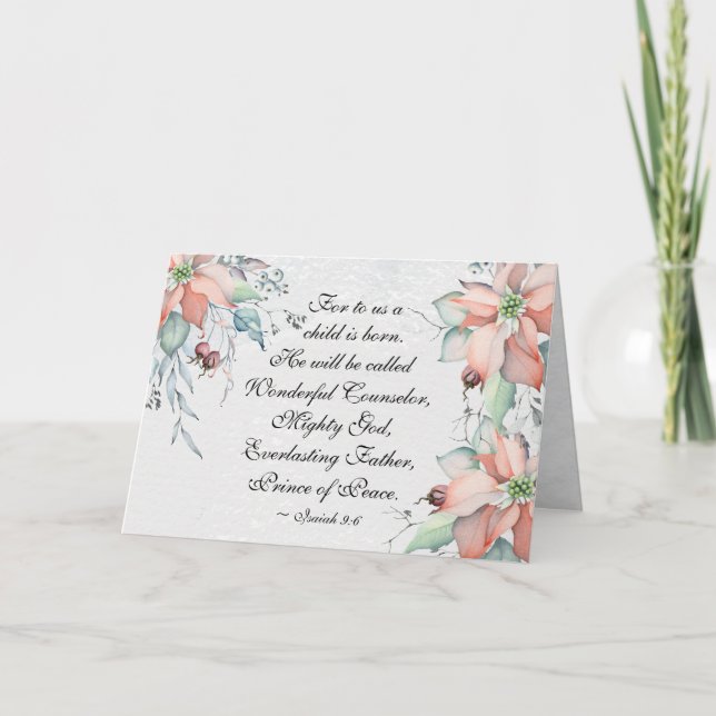 Cartão Isaiah 9:6 Ele será chamado de Maravilhoso.. Natal (Frente)