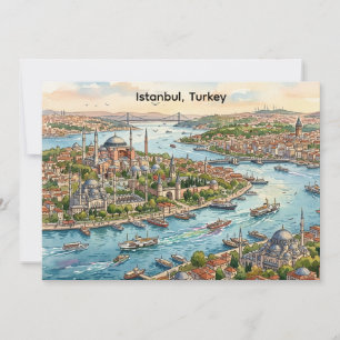 Cartão Istanbul Turquia Hagia Sophia Aquarela 