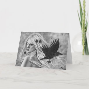 Cartão It Flies Crow Girl Greeting Card