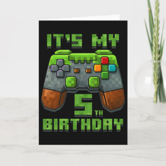 Cartão It’s My 5th Birthday Shirt Gamer Video Pixel Game 