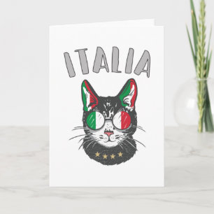Cartão Itália Soccer Cat Mascot Bandeira italiana