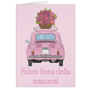 Cartão italiano Feliz Dia das Mães Fiat 500