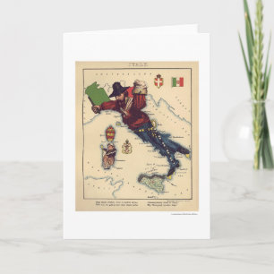 Cartão Italy Caricature Map 1868
