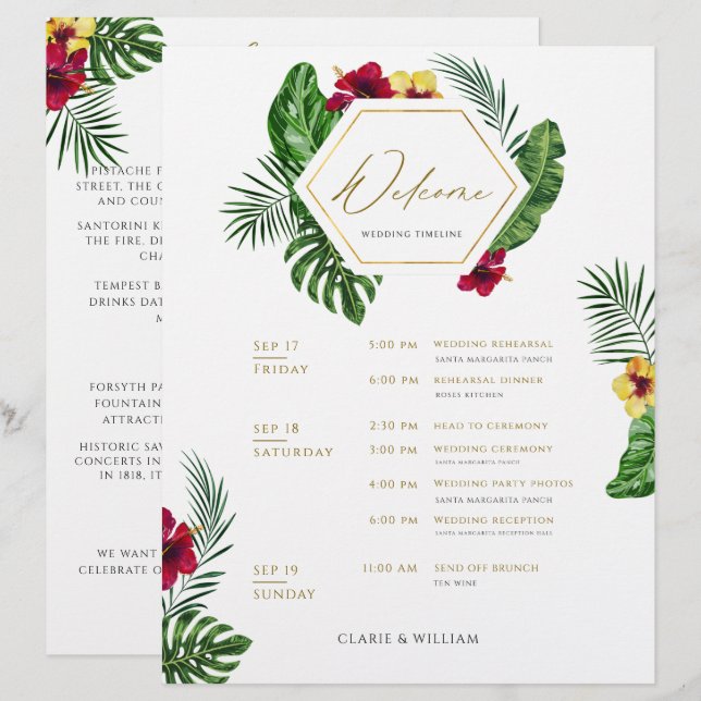 Cartão Itinerário de Linha Horária Tropical de Cas (Frente/Verso)