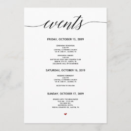 Cartão Itinerário Simples de Caligrafia Elegante