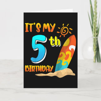 Cartão It's My 5th Birthday Surfing Beach Pool Party 5 Ye