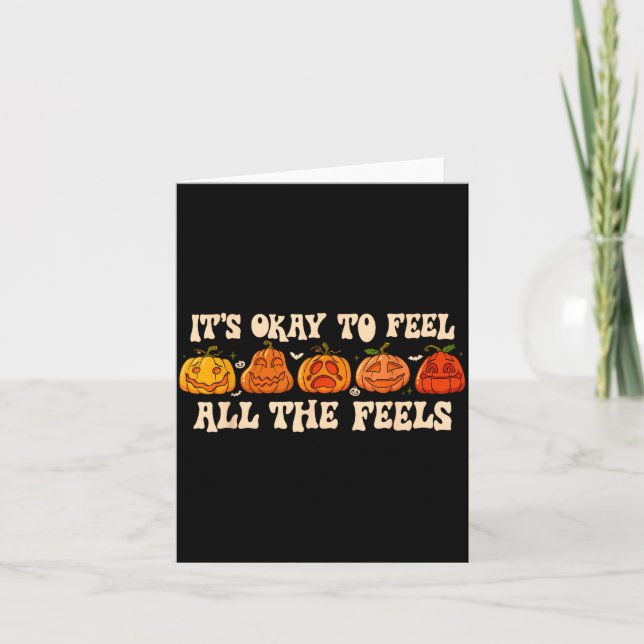 Cartão It's Okay To Feel Mental Health Fall Pumpkin Hallo (Frente)