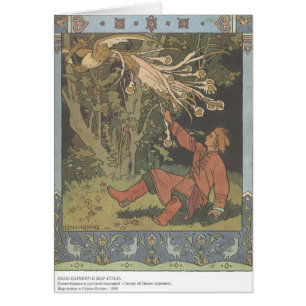 Cartão Ivan Bilibin: Príncipe Ivan e o Firebird