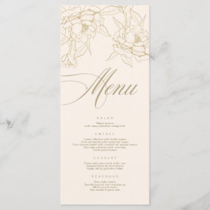 Cartão Ivory Wedding Menu, com Penônio floral de o