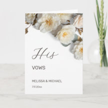 Ivory White 3D Roses Wedding Vow Card