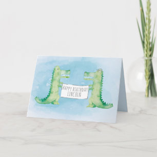 Cartão Jacaré/crocodilos pintados à mão com sinal