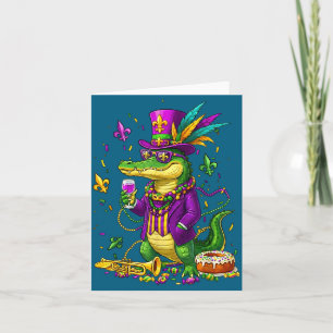 Cartão Jacaré Engraçado Contas de Carnaval Jester