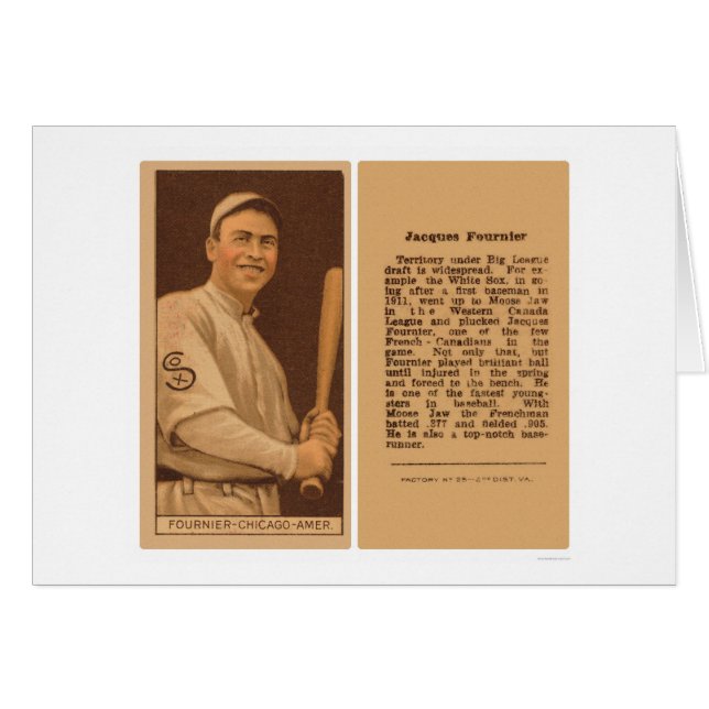 Cartão Jack Fournier White Sox Baseball 1912 (Frente Horizontal)