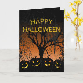 Cartão Jack-o-lantern Spooky Tree Halloween