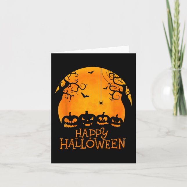 Cartão Jack O Lanterna Face Feliz Halloween Pumpkins Men  (Frente)