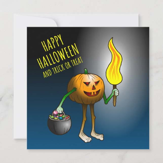Cartão Jack O'lantern saindo para doces ou travessuras (Frente)