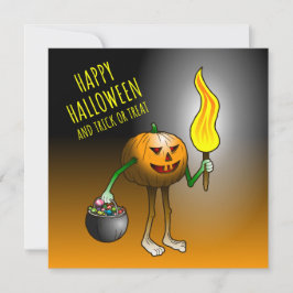 Cartão Jack O'lantern saindo para doces ou travessuras