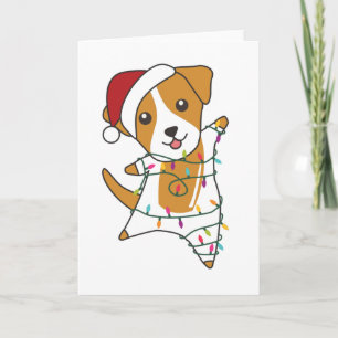 Cartão Jack Russel Cachorro de Natal Cachorro de inverno