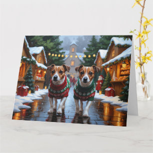 Cartão Jack Russell Cães Feriado de Natal